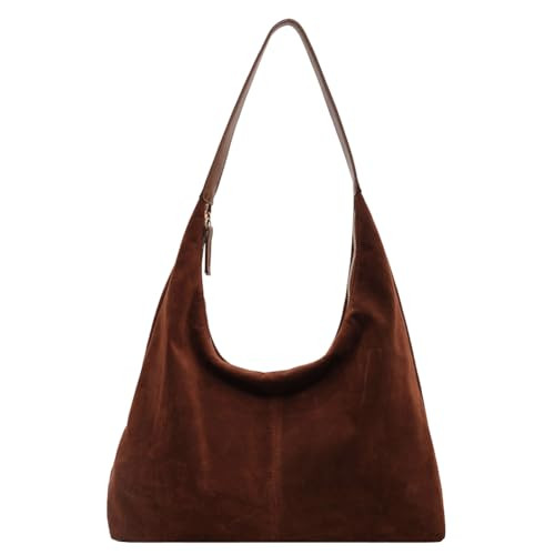 Suede Slouchy Tote Bag Hobo Bags for Women Brown Suede Bag Faux Suede Shoulder Bag Work Bag Fall Purses Handbag | Amazon (US)