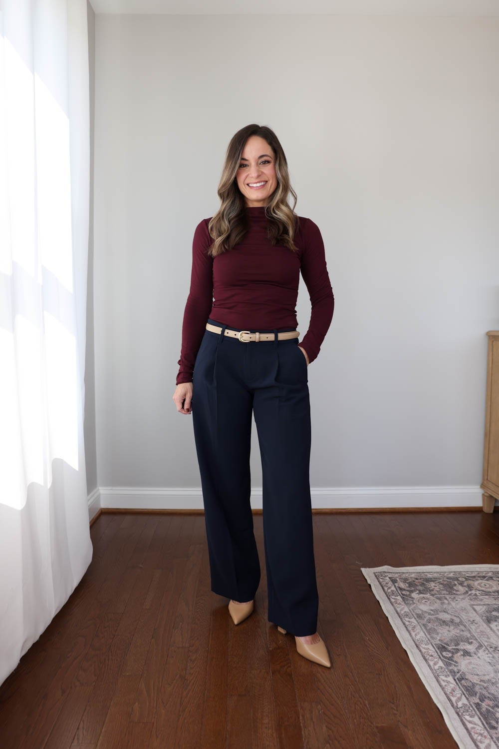 Mid rise pants for petites!

Gap 365 Low Rise Pants: petite 00 / 9.5” rise / 28” inseam / runs large 

Top (Quince): xs 
Shoes (Sam Edelman) 
Belt (Quince): xs in mushroom 

For size comparison, I’m 4’10” 105lbs. My measurements are 32”, 24”, 36”. I typically wear petite xxs/00/24 and have a 25” ankle inseam and a 27.5-28” full length inseam.

#LTKPetite