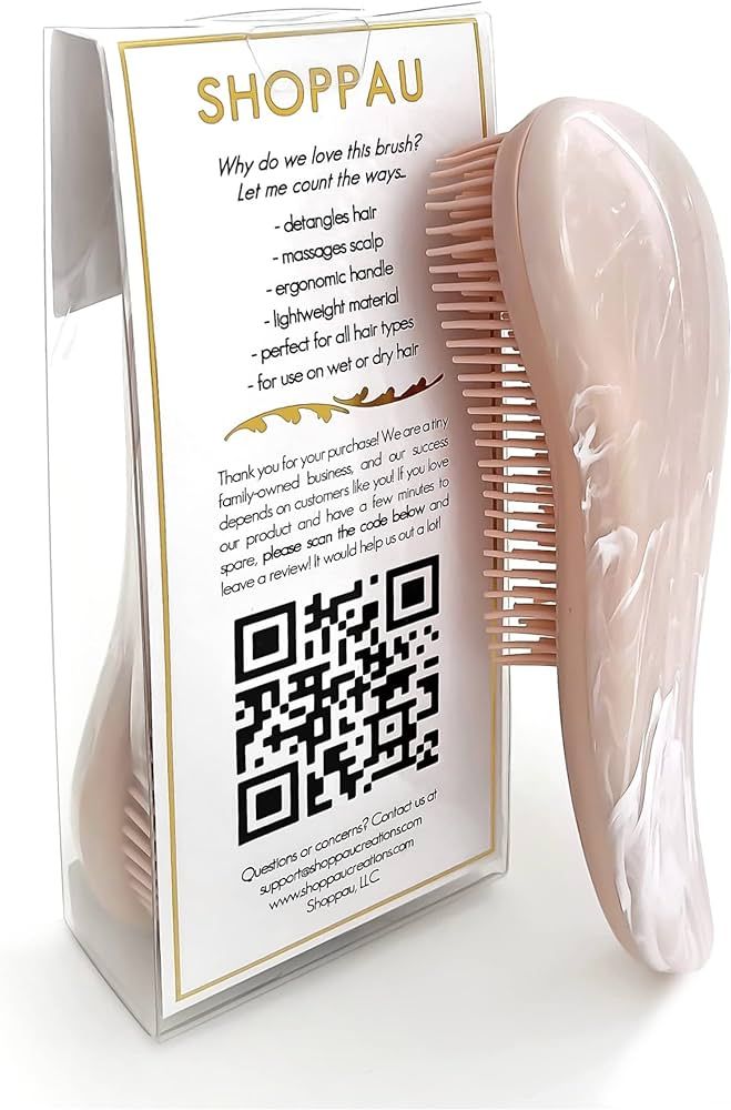 ShopPau Detangling Brush - Marble Design - Wet or Dry Hair - Works On All Hair Types - Detangles ... | Amazon (US)