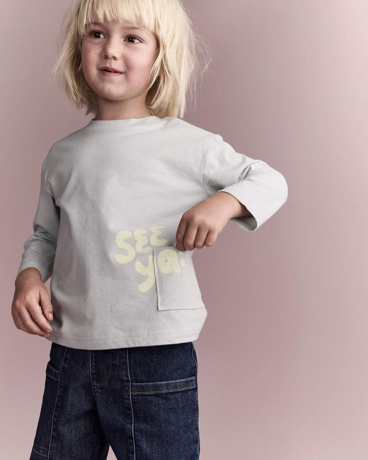 Toddler 'See Ya' Long-Sleeve Pocket Relaxed Graphic Tee - Light Blue - Otter Avenue | Carter's | Carter's Inc