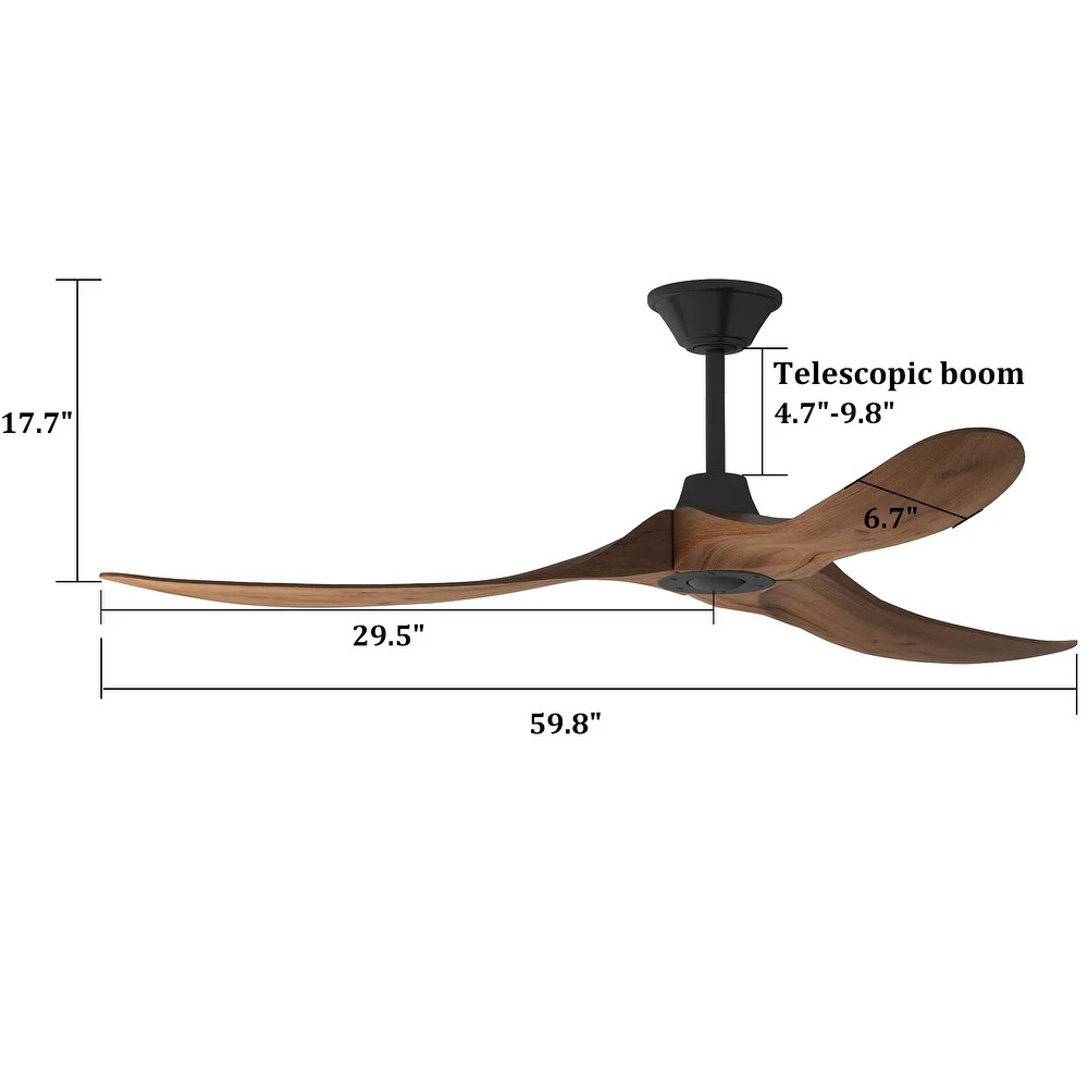 60" Walnut 3-Blades Wood Ceiling Fan with Remote Control - Bed Bath & Beyond - 37748531 | Bed Bath & Beyond
