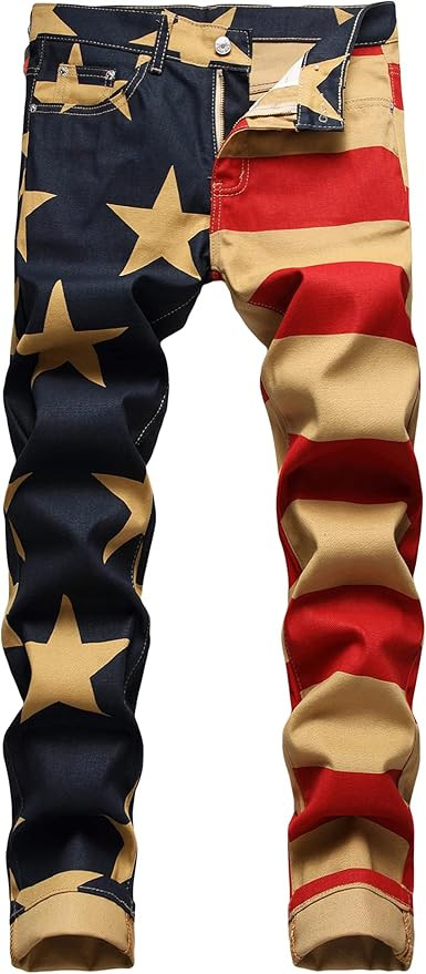 Enrica Men's Casual Printed Jeans Skinny Denim Pants | Amazon (US)