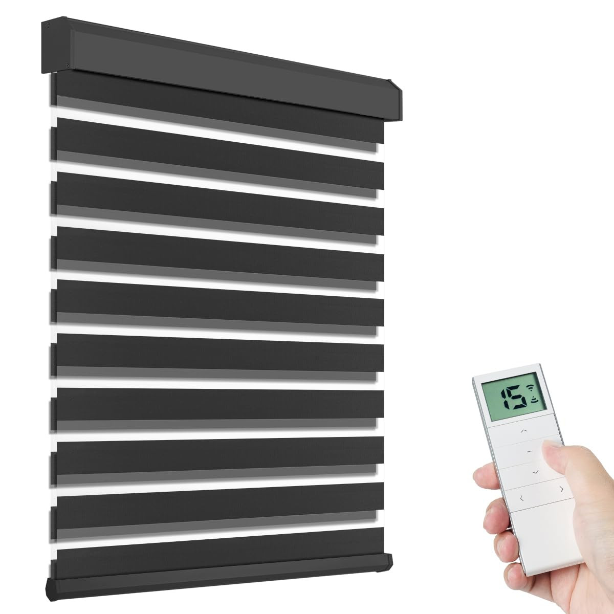 Motorized Zebra Shades with Remote Control, Electric Dual Layer Sheer Roller Blind Compatible wit... | Amazon (US)