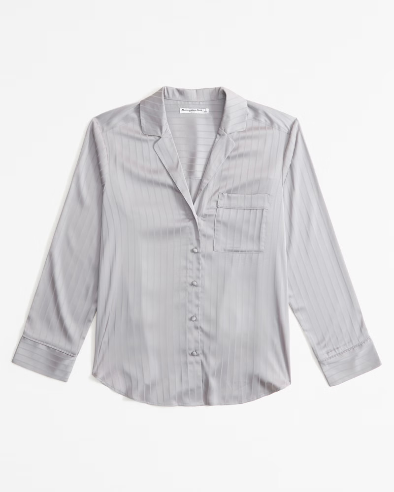 Satin Jacquard Sleep Shirt | Abercrombie & Fitch (US)