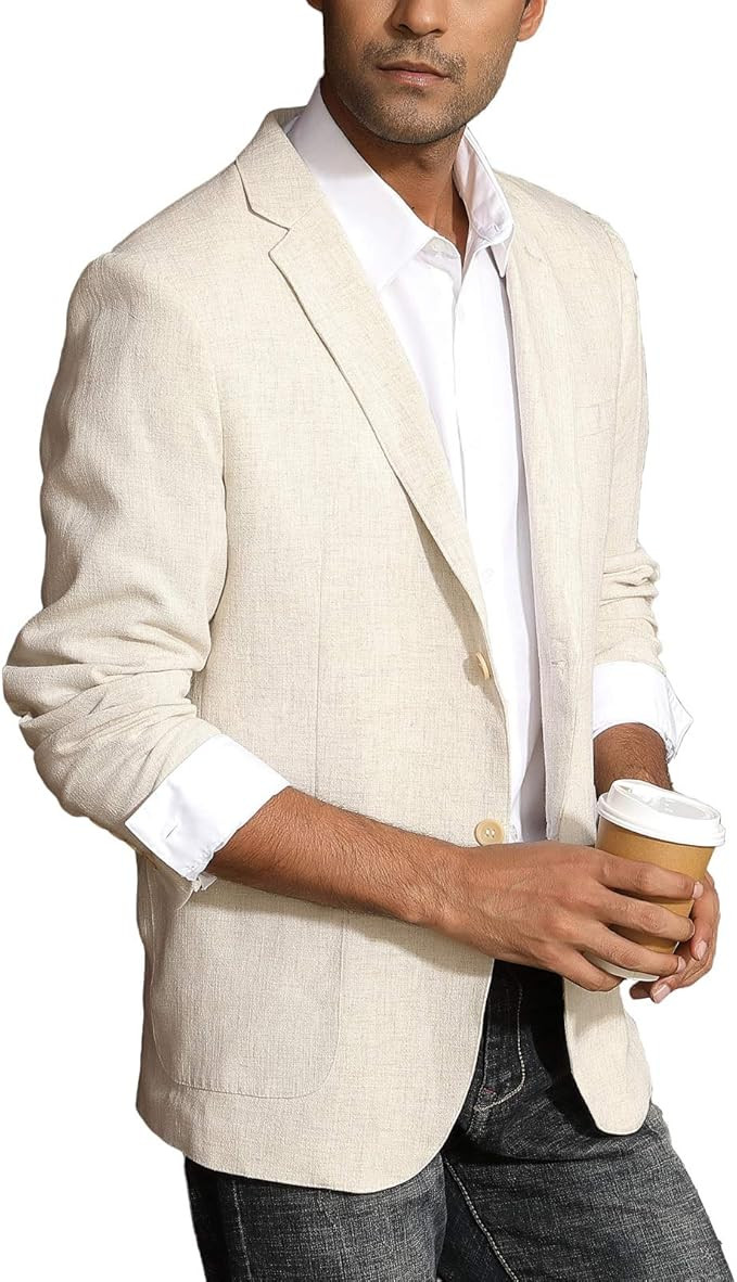 PJ Paul Jones Men's Slim Fit Lightweight Linen Jacket Tailored Blazer Sport Coat | Amazon (US)