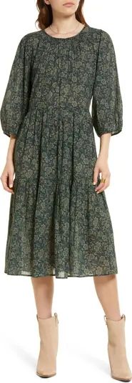 Floral Print Tiered Cotton Gauze Dress | Nordstrom