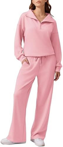 PINSPARK 2 Piece Sets for Women 2025 Fall Outfits Sweatsuit Loose Fit Sweatshirt Wide Leg Sweatpa... | Amazon (US)