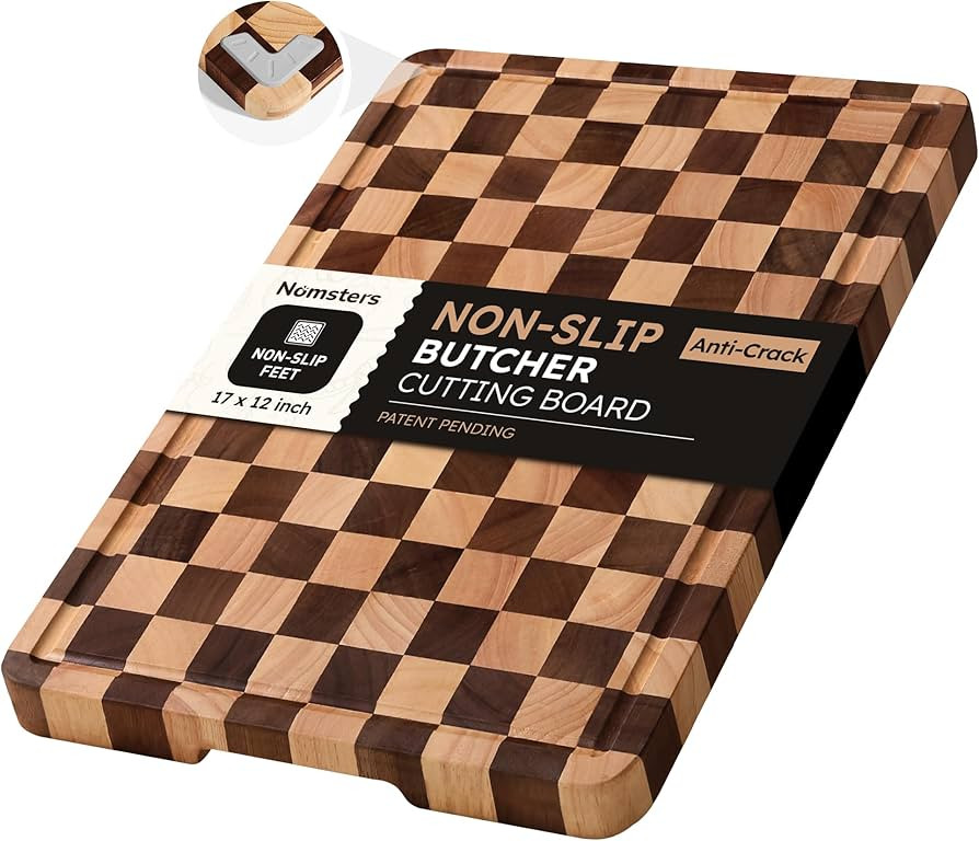 Cutting Boards for Kitchen Checkered Cutting Board 17in Acacia Wood Charcuterie Board Serving Hea... | Amazon (US)
