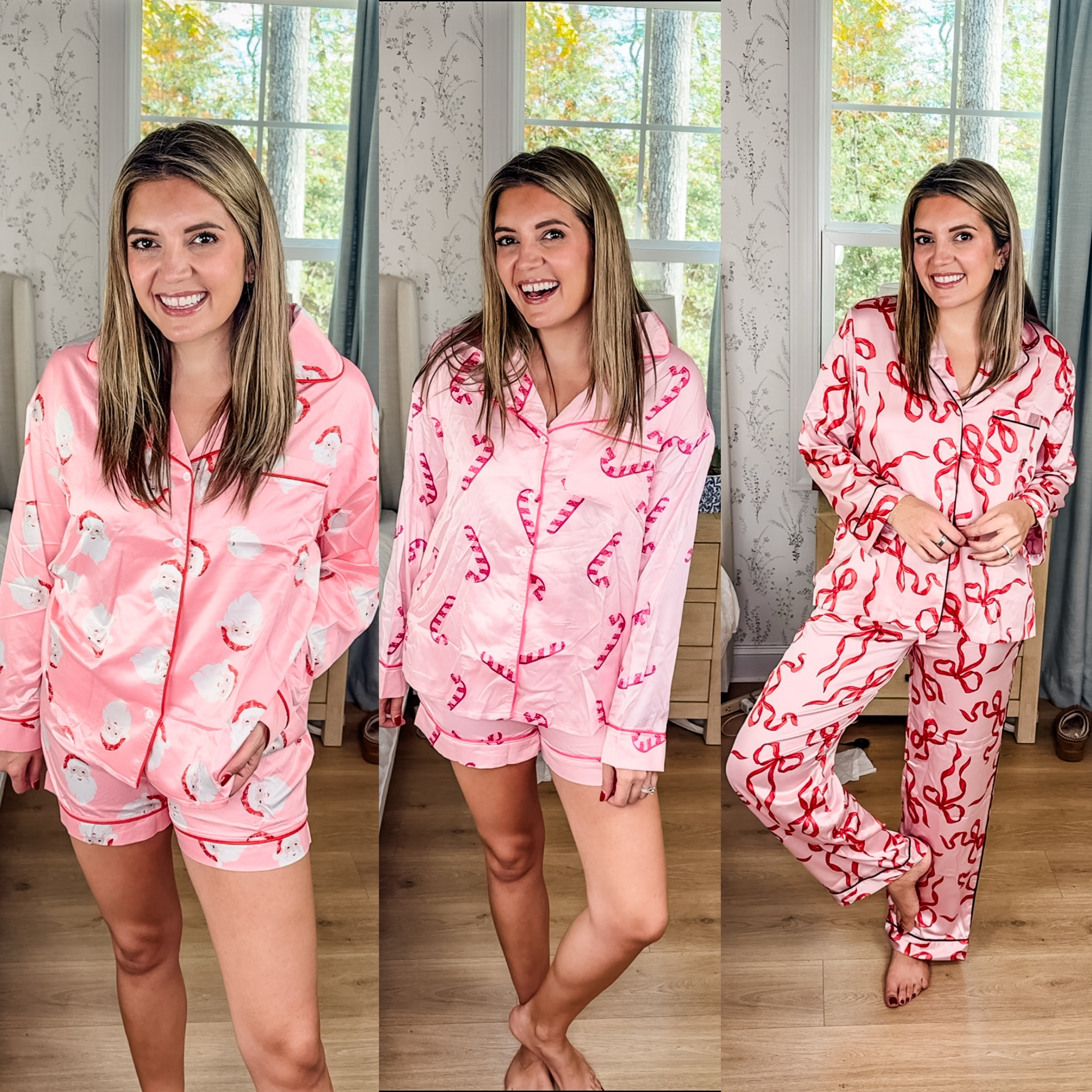 Amazon pajamas for Christmas! Christmas pajamas, pink Christmas pjs! Wearing a medium in all. 

#LTKHoliday #LTKFindsUnder100