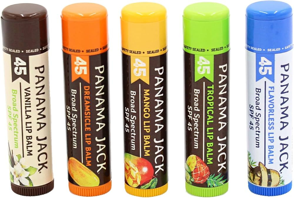 Panama Jack Sunscreen Lip Balm - SPF 45, Flavor Pack, Broad Spectrum UVA-UVB Sunscreen Protection... | Amazon (US)