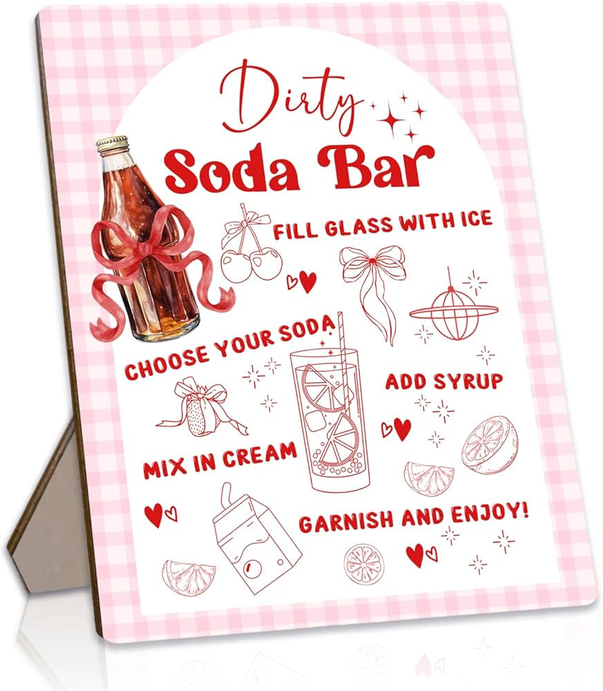 Dirty Soda Bar Sign for Baby Shower, \u201cShe's Ready To Pop\u201d Wooden Menu and Recipe Board,... | Amazon (US)