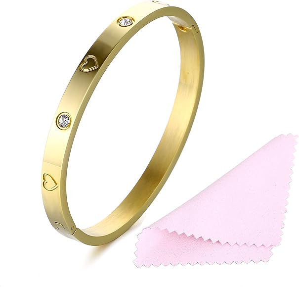 YCSLYW Women's Stainless Steel Bracelet Jewelry Crystal Bracelet With Cube Zircon Hinge Jewelry o... | Amazon (US)