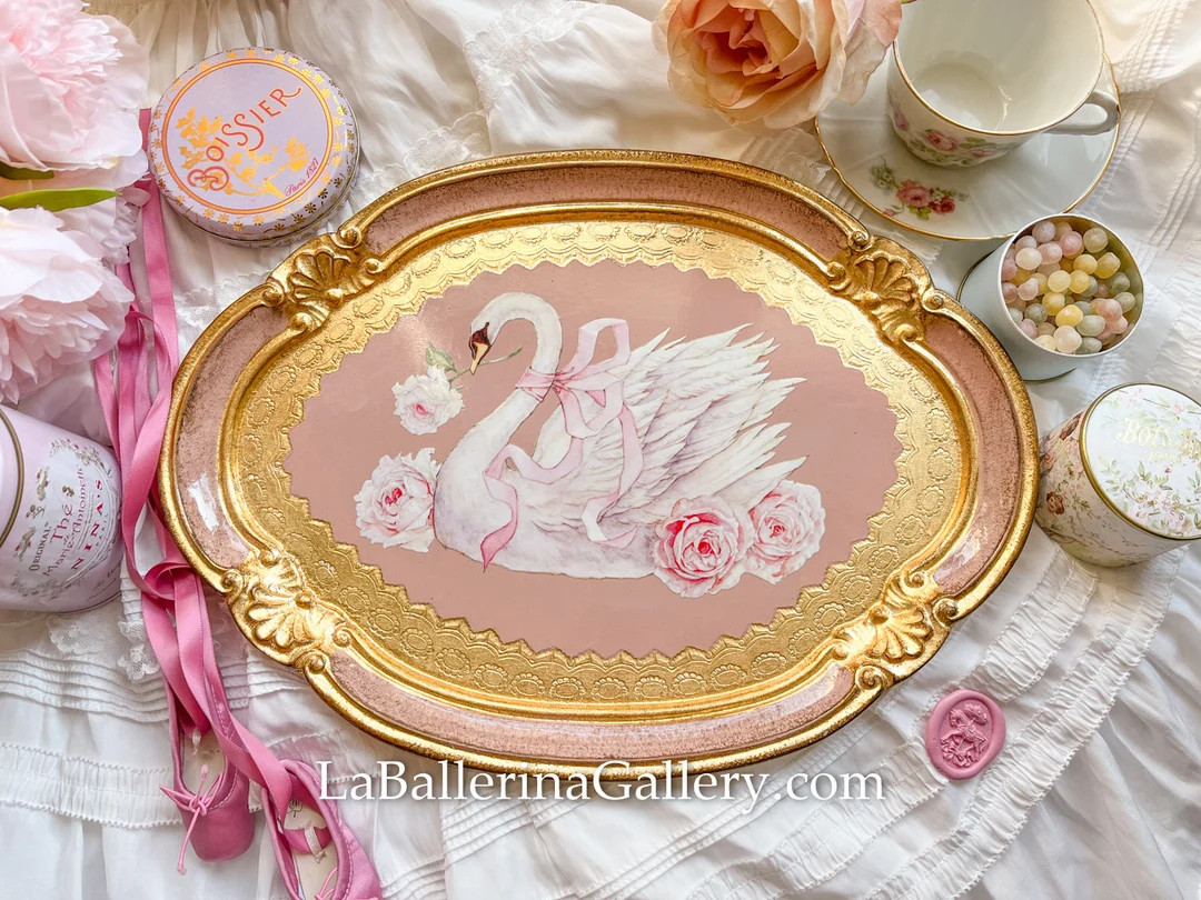 Italian Florentine Tray Wood Gold Rococo Decorative Tea Board Wedding Gift Shabby Chic Italy Illu... | Etsy (US)