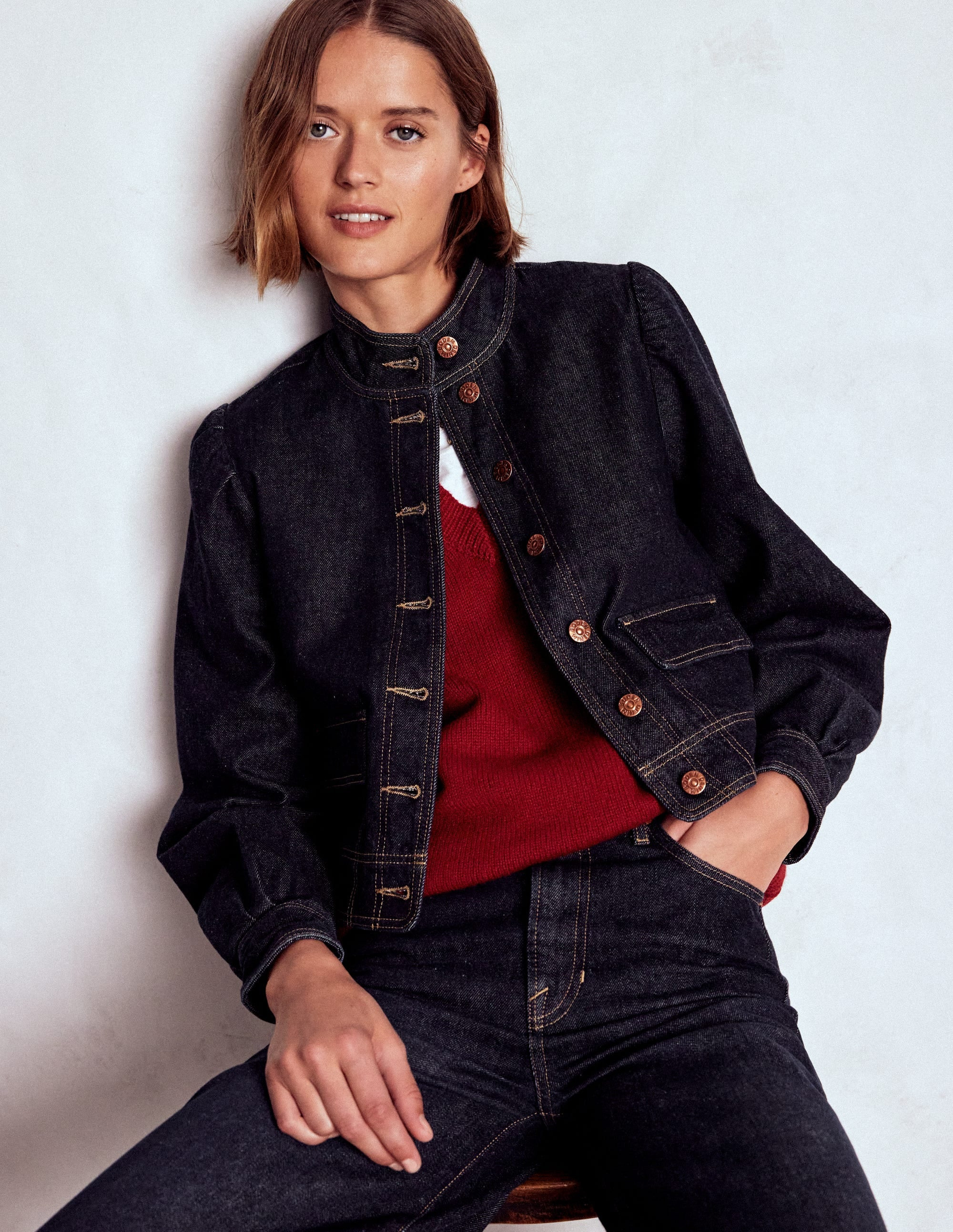 Topstitch Denim Jacket-Indigo | Boden (US)
