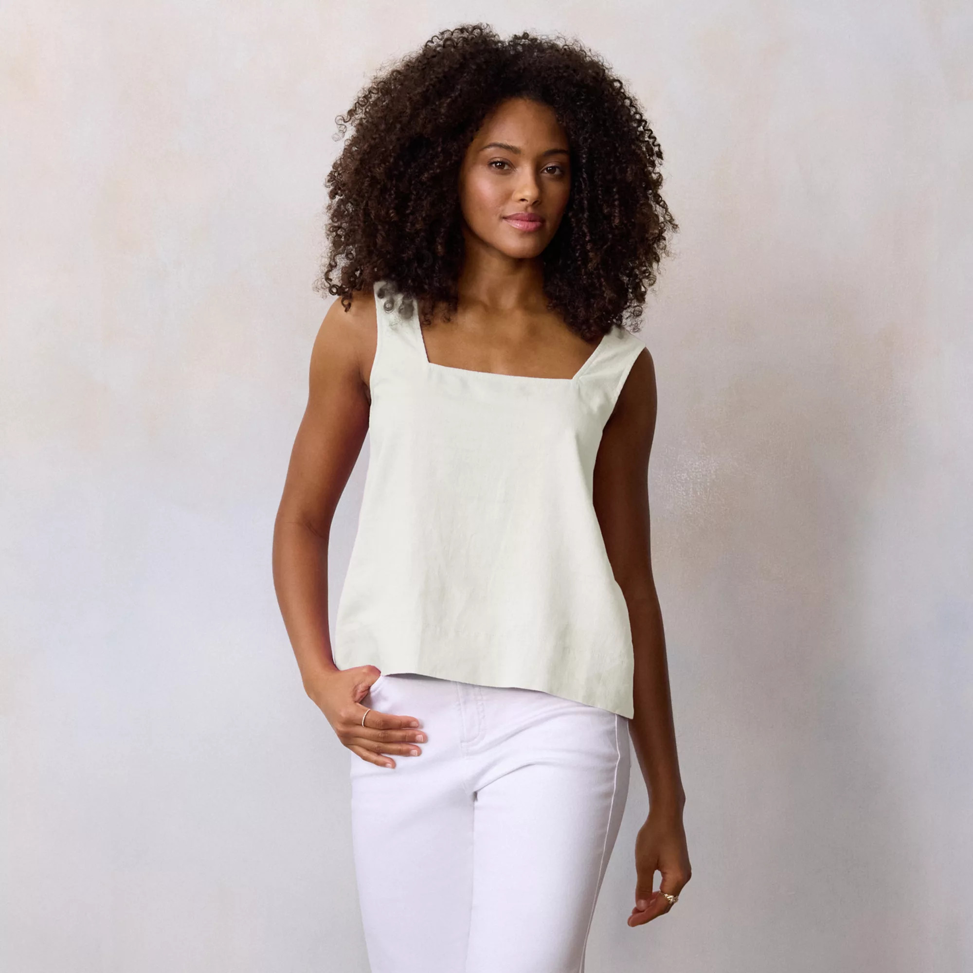 Women’s LC Lauren Conrad Square Neck Button Back Tank Top | Kohl's