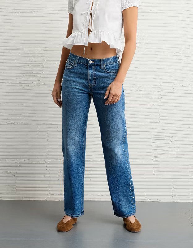 AE Stretch Studded High-Waisted Stovepipe Jean | American Eagle Outfitters (US & CA)