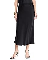 Gardenia Jasminoides Silk Satin Skirts for Women Midi Simple High Elastic Waist Swing Casual Dres... | Amazon (US)