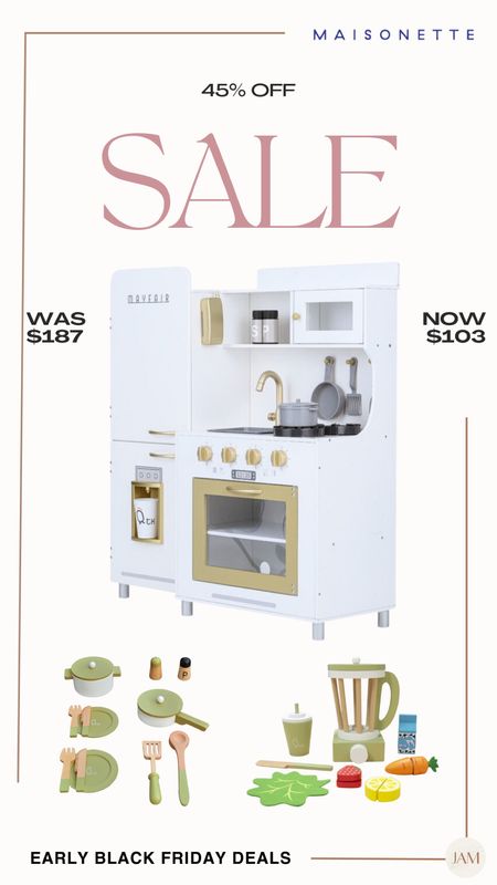 Maisonette has started their holiday sale. We own this play kitchen and it’s 45% off! #kidsgiftguide #toddlergiftideas

#LTKkids #LTKGiftGuide #LTKHolidaySale