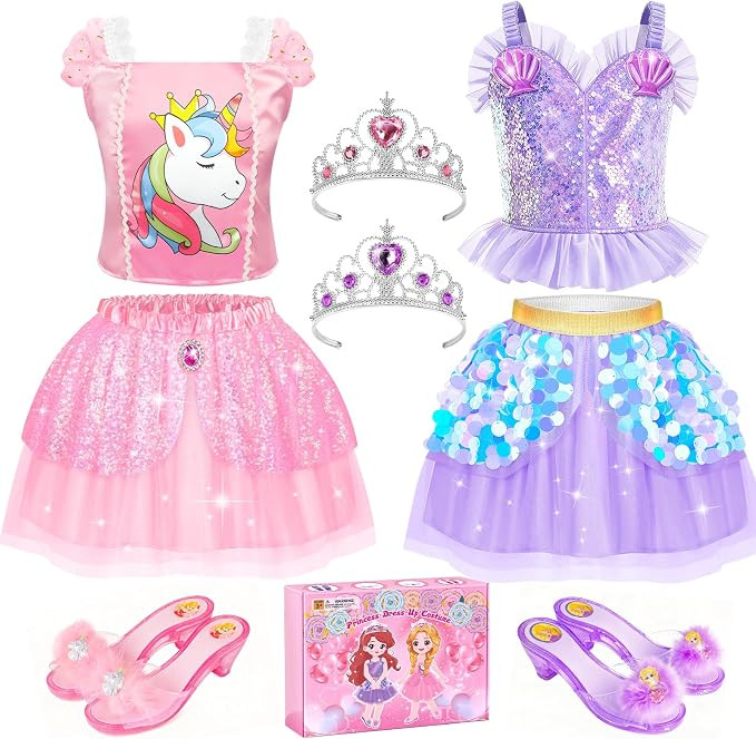 Princess Dress Up CLothes with Princess Shoes, Kids' Dress Up & Pretend Play Costumes for Little ... | Amazon (US)