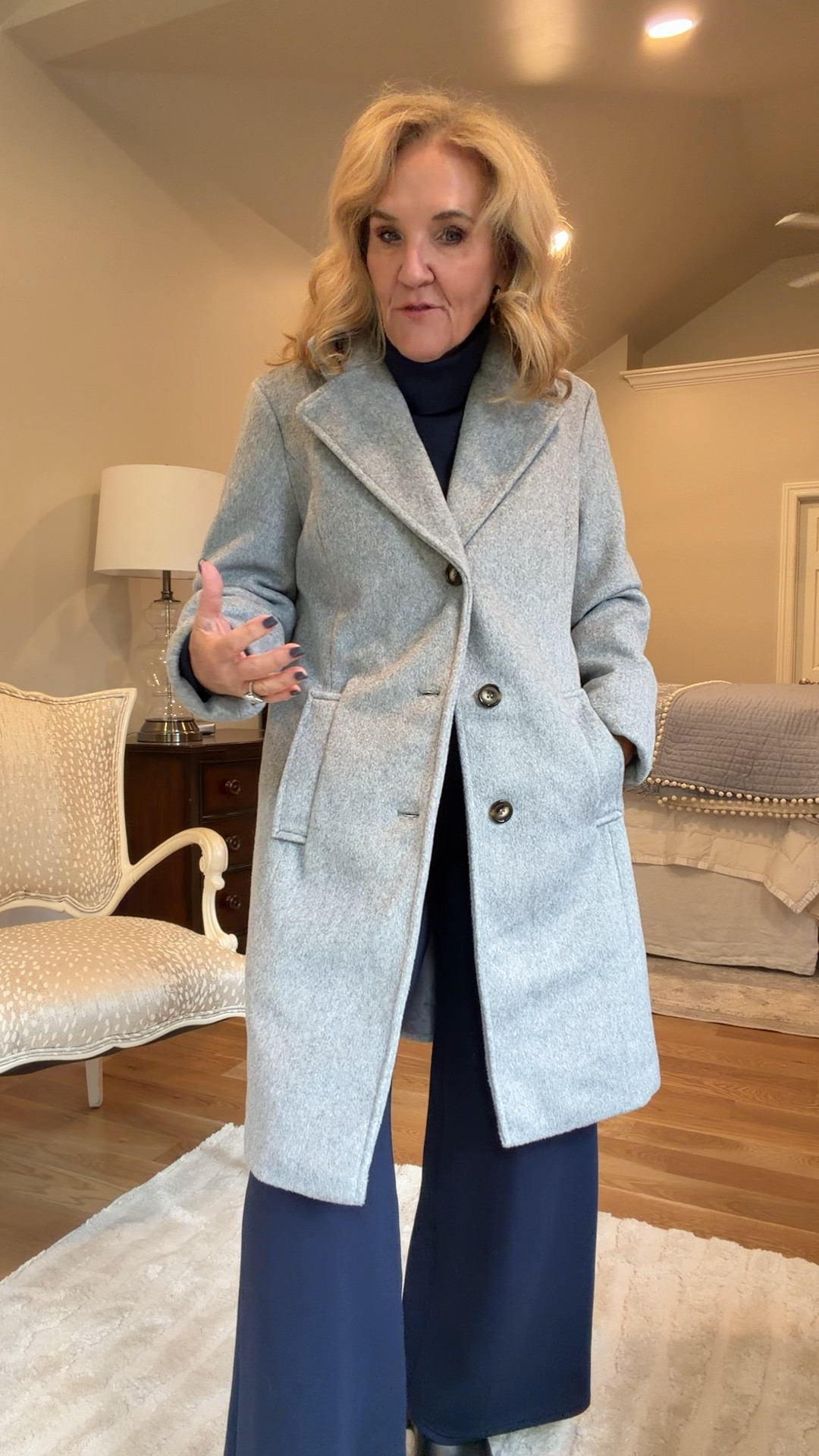 Walmart overcoat size medium 
Spanx air essentials size medium petite bottom regular petite top 
New turtleneck style! Slightly more elevated than the 1/2 zip 
Chelsea boots are waterproof. Size up! 

Travel outfit street style 

#LTKPetite #LTKOver40 #LTKTravel