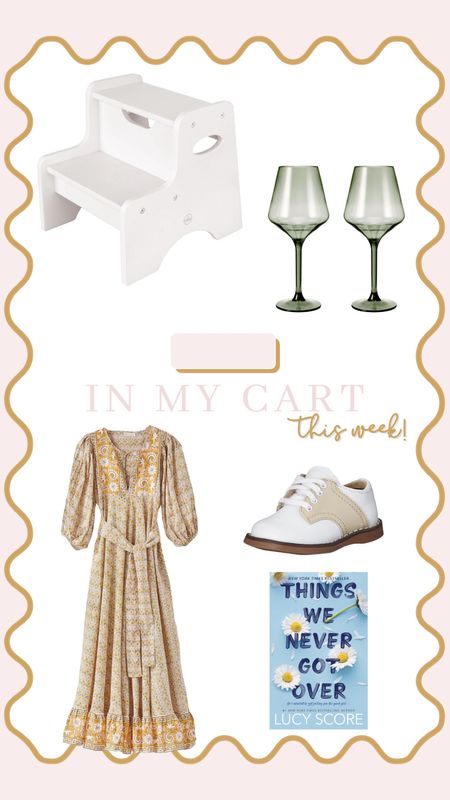 Everything in my cart this week! White Amazon stepstool for Maddox’s bathroom, pretty little green wine glasses, Serena Lily dress on sale, shoes for Maddox for family photos, and our November book of the month for our book club!  

#LTKhome #LTKkids #LTKfamily