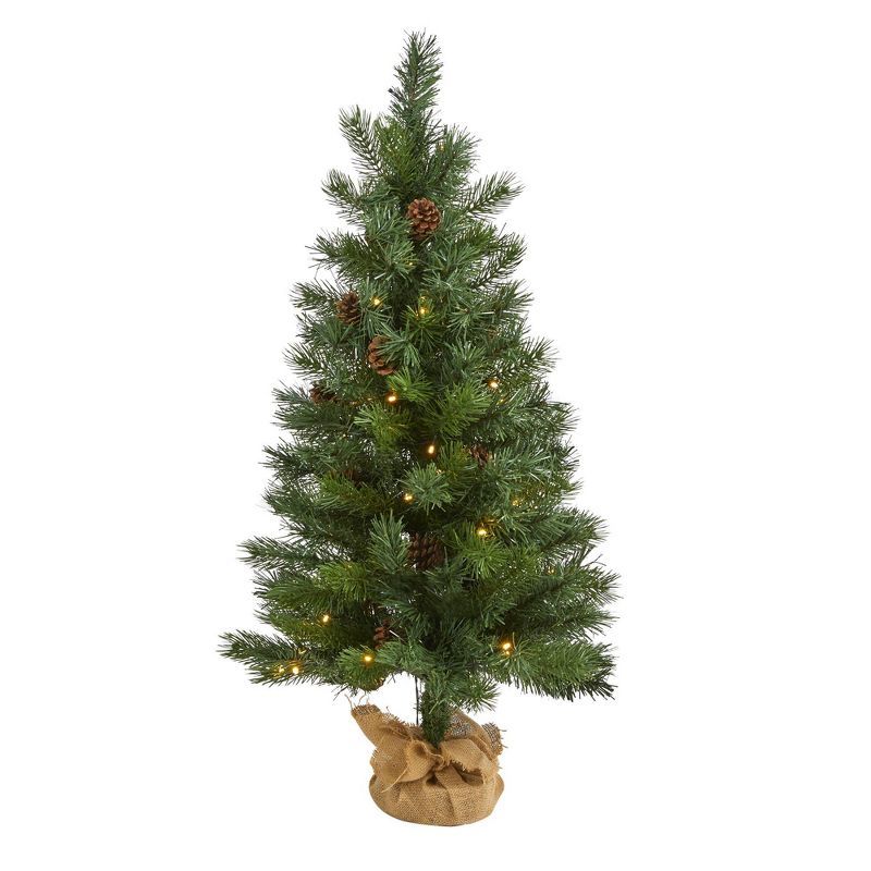 3ft Nearly Natural Pre-Lit LED Fraser Fir with Pinecones Artificial Christmas Tree Clear Lights i... | Target
