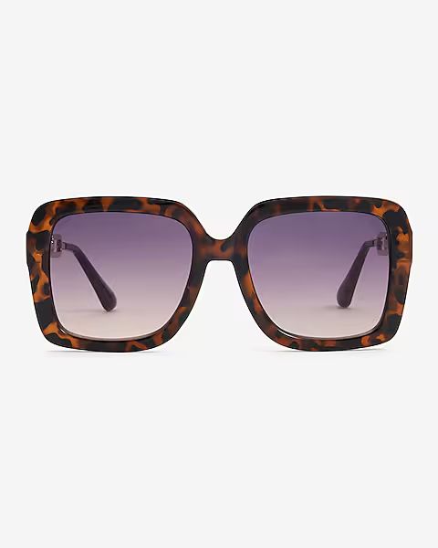 Retro Oversized Square Frame Chain Sunglasses | Express