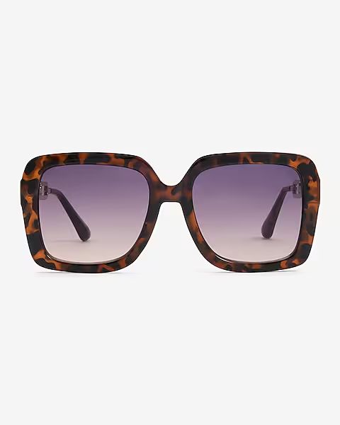 Retro Oversized Square Frame Chain Sunglasses | Express (Pmt Risk)