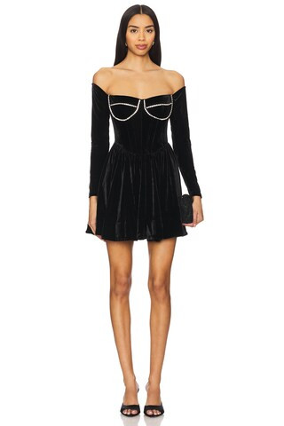 Bardot Emlyn Velour Mini Dress in Black from Revolve.com | Revolve Clothing (Global)