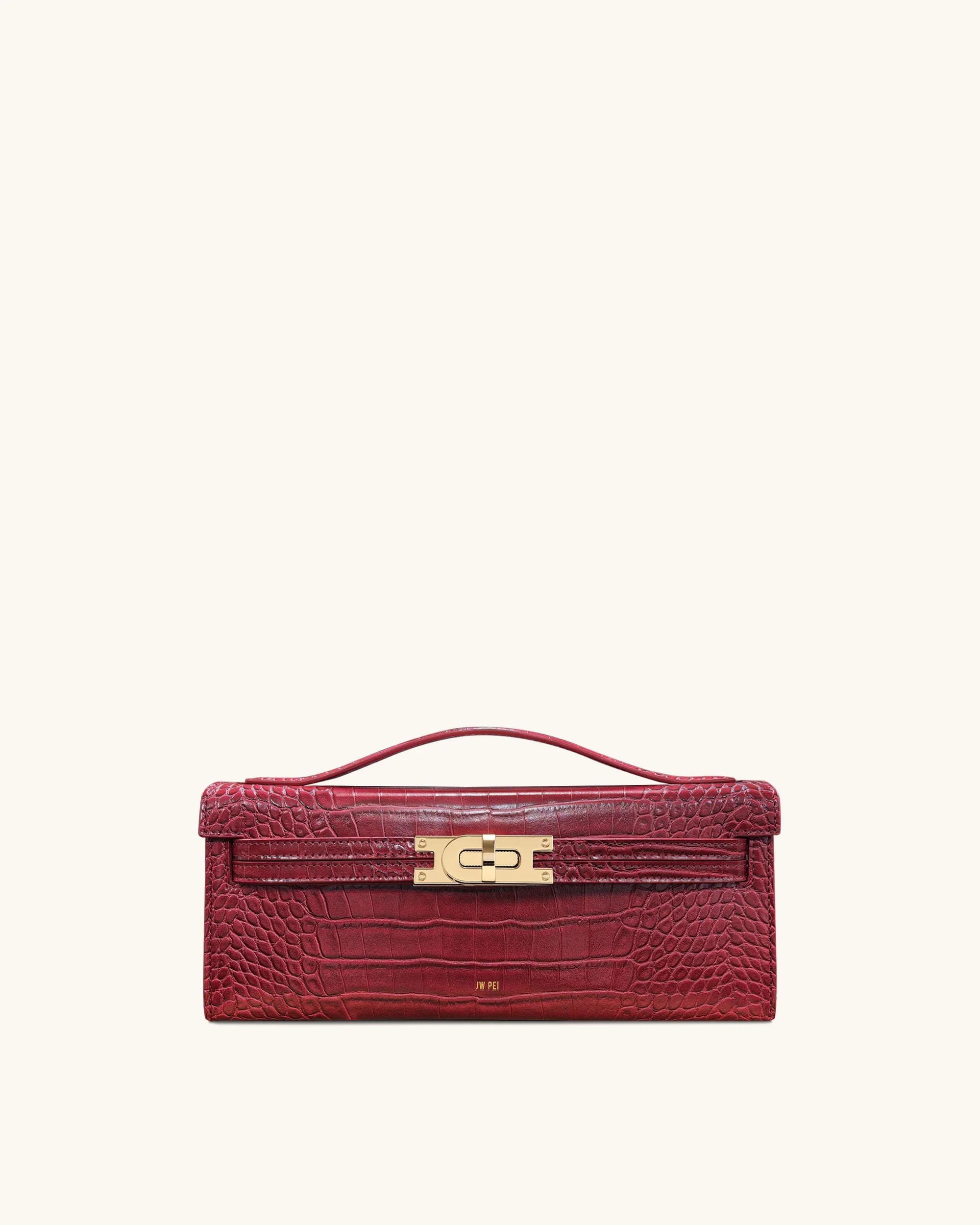 Bria Structured Top Handle Bag - Burgundy Croc | JW PEI US