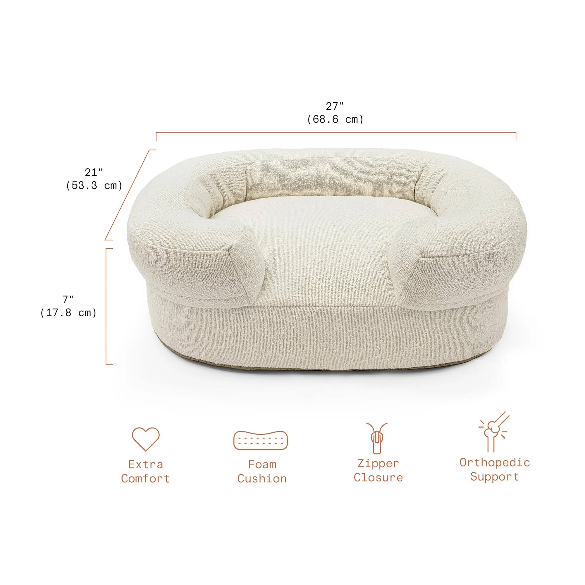 Beautiful Bolster Small Pet Bed, 21 x 27 x 7in, Ivory by Drew Barrymore | Walmart (US)