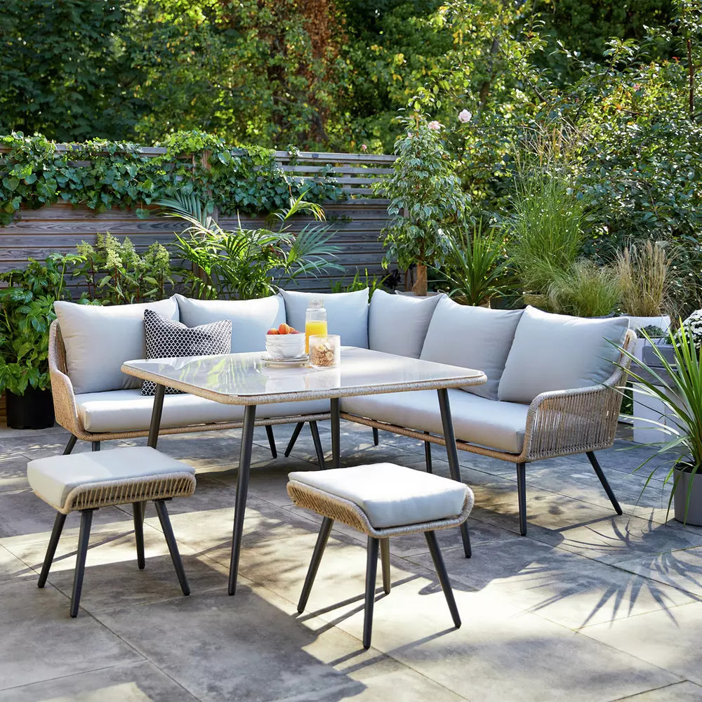 Habitat Malta 6 Seater Rattan Effect Garden Corner Sofa Set 225/8032 | argos.co.uk