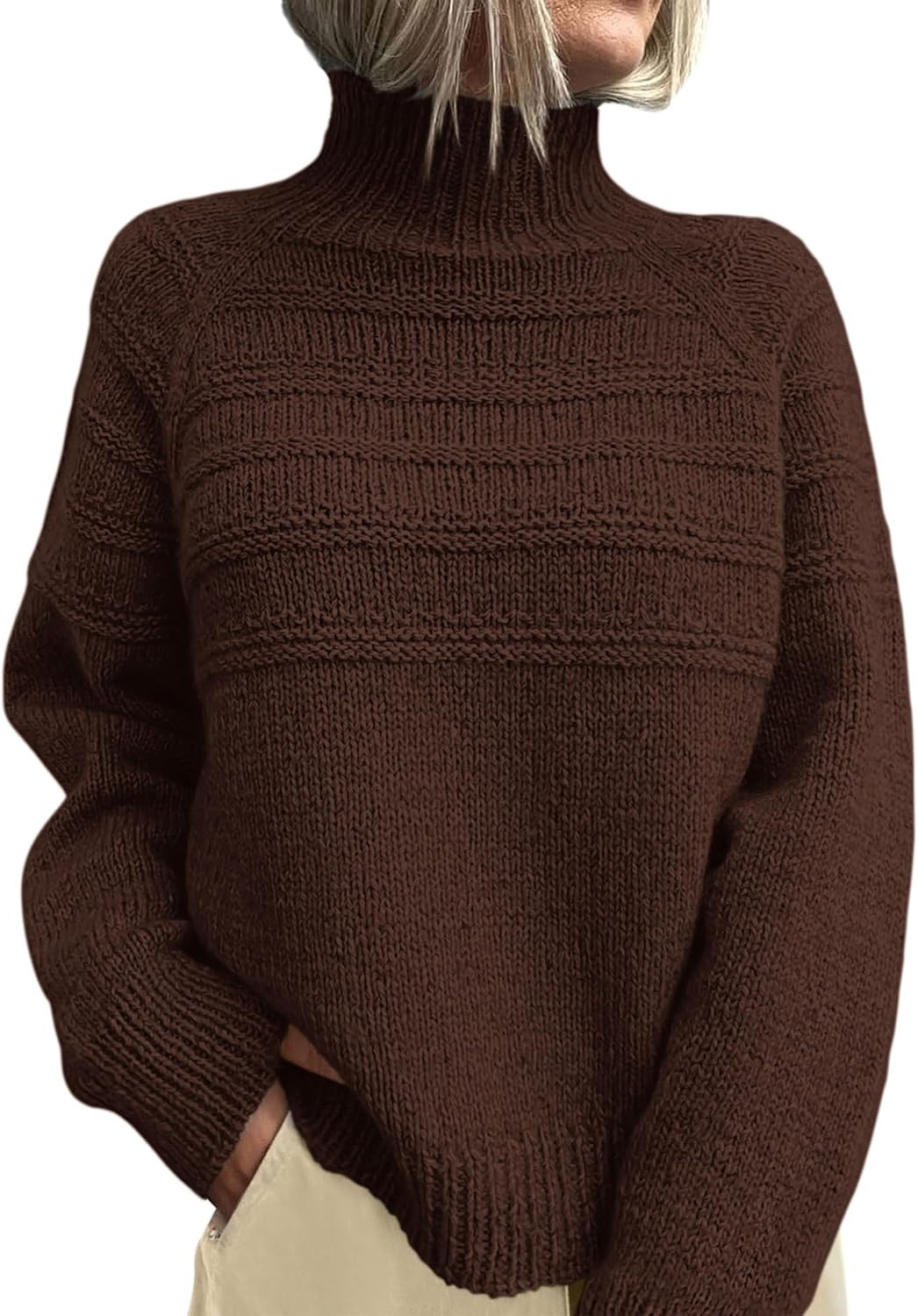 PRETTYGARDEN Women's Chunky Knit Mock Neck Pullover Sweaters | Amazon (US)