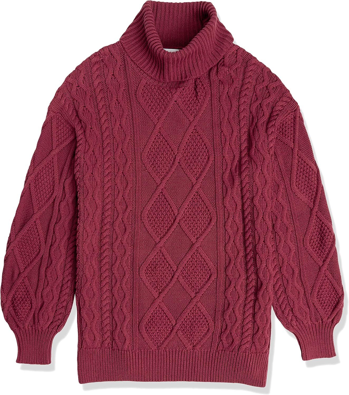 Amazon.com: The Drop Women's Blanche Oversized Side Slit Cable Stitch Turtleneck Sweater : Clothi... | Amazon (US)