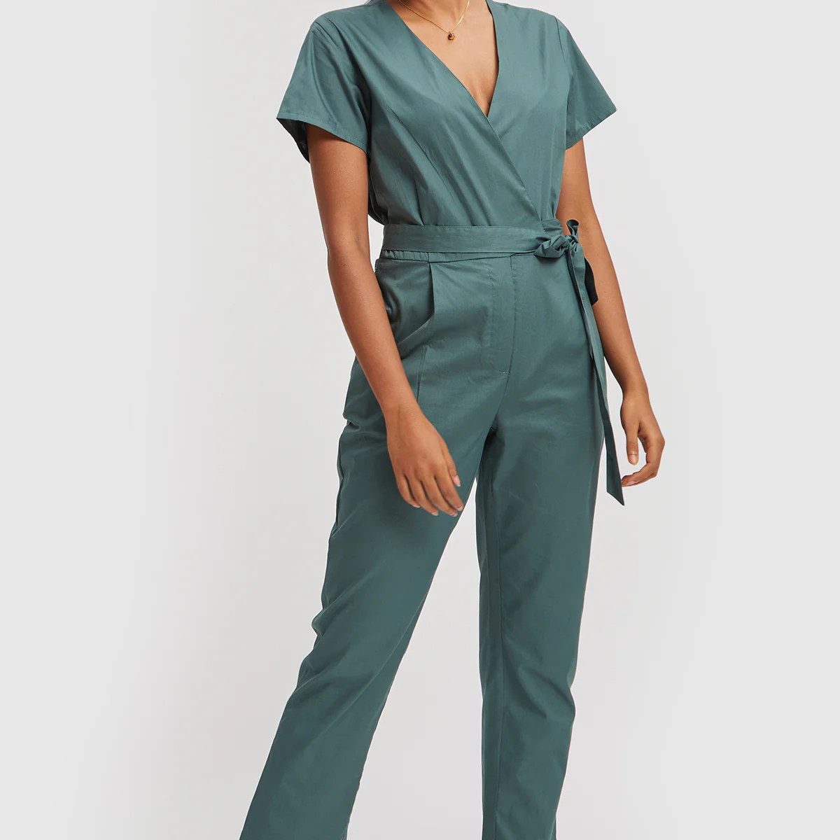 Cropped Wrap Jumpsuit Green | Reistor | Reistor