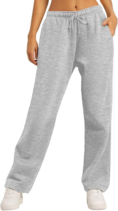 AUTOMET Women's Straight Leg Sweatpants Fleece Lined Lounge Pants | Amazon (US)