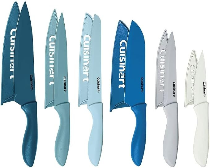 Cuisinart 12-Piece Kitchen Knife Set, Advantage Color Collection with Blade Guards, (Nautical) | Amazon (US)