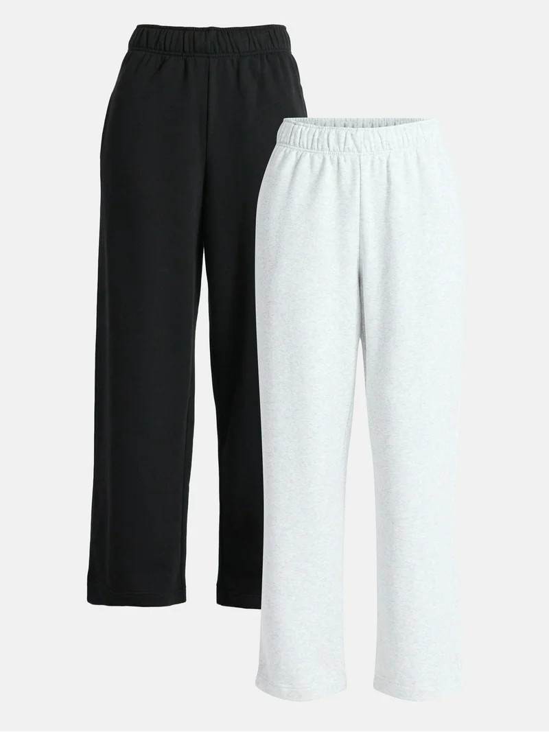 No Boundaries Soft Fleece Wide Leg Pants, 30” Inseam, 1 or 2-Pack, Women’s XXS-4X | Walmart (US)