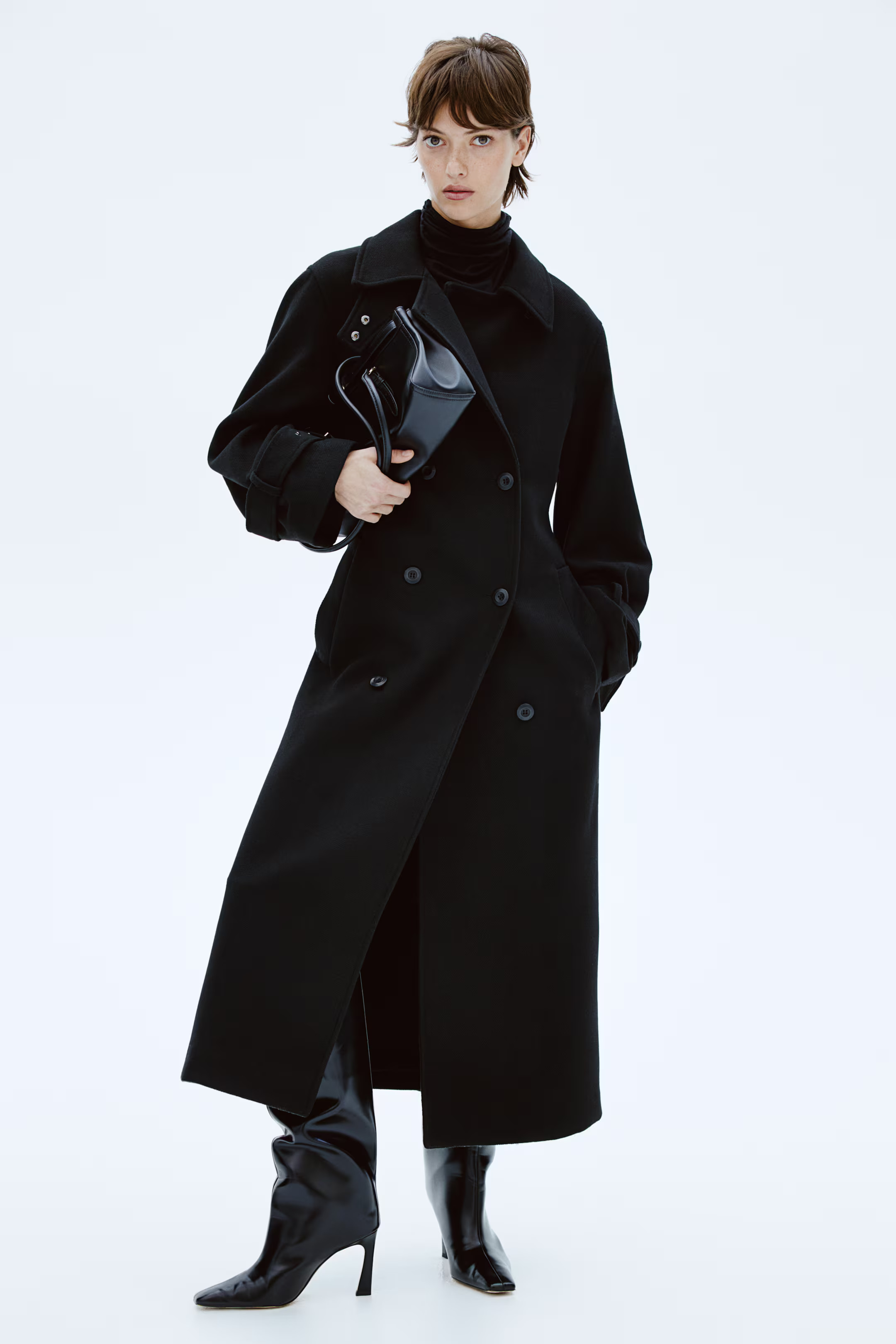 Belted maxi coat - Black - Ladies | H&M GB | H&M (UK, MY, IN, SG, PH, TW, HK)