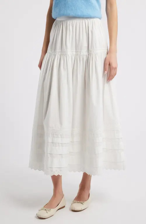 DÔEN Sebastiane Tiered Organic Cotton Poplin Maxi Skirt in Powder at Nordstrom, Size X-Small | Nordstrom
