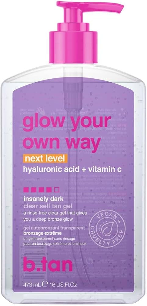 b.tan Insanely Dark Clear Self Tan Gel | Glow Your Own Way Next Level - Transfer-Resistant Sunles... | Amazon (US)
