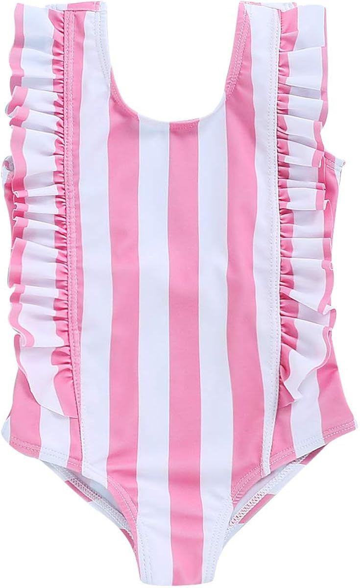 Happy Town One-Piece Infant Toddler Baby Girl Summer Swimsuit Watermelon Leopard Ruffle Swimwear ... | Amazon (US)