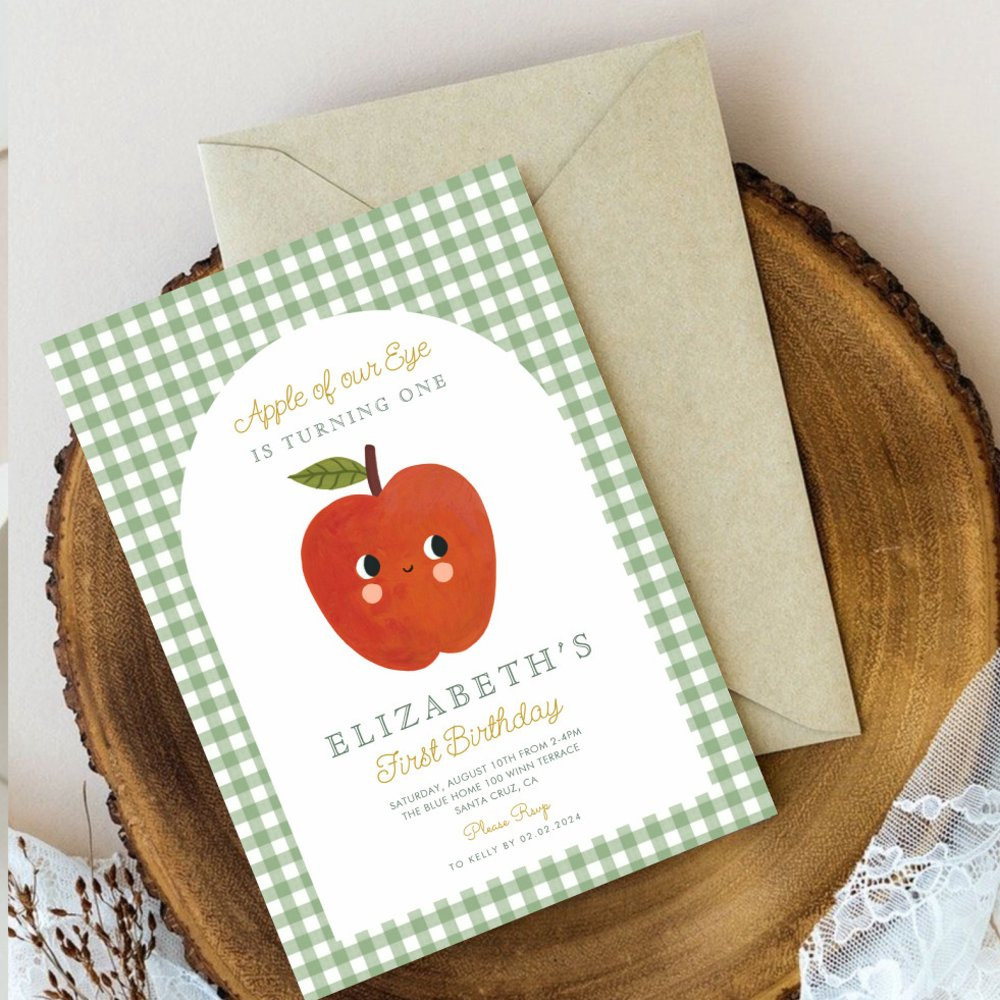 Apple of our eye cute Apple 1st Birthday Invitation | Zazzle