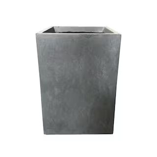 Medium 16 in. Tall Slate Gray Lightweight Concrete Square Outdoor Planter | The Home Depot