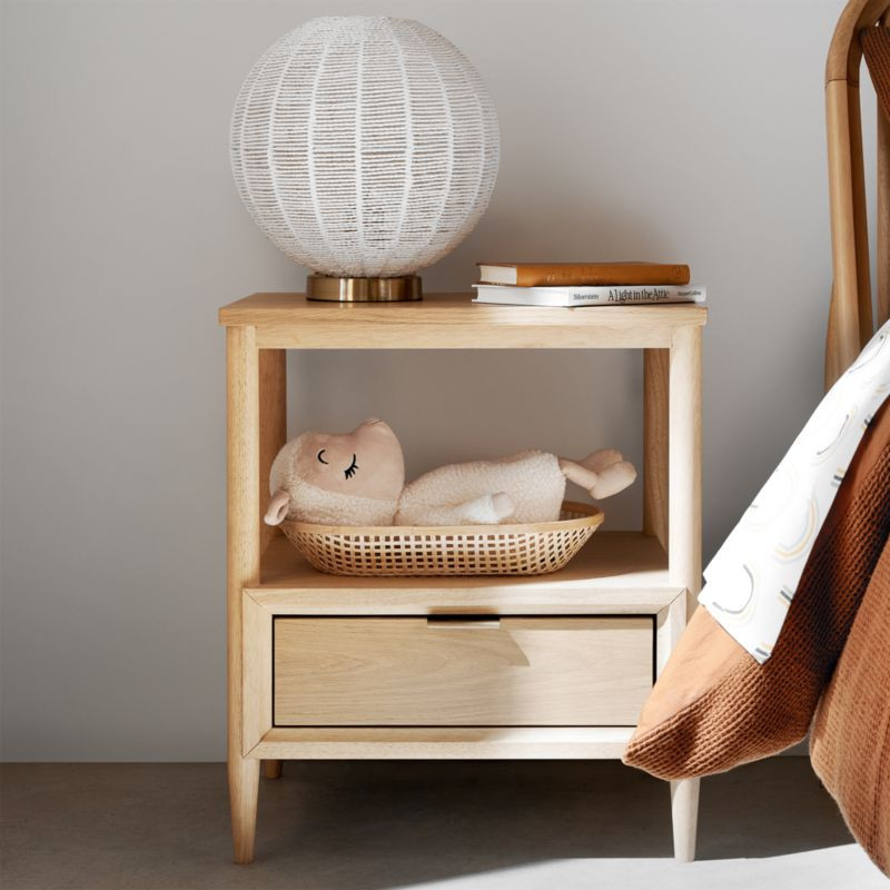 Bodie Natural Oak Wood Kids Nightstand with Drawer + Reviews | Crate & Kids | Crate & Barrel