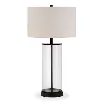 Hailey Home Rowan 28-in Blackened Bronze Rotary Socket Table Lamp with Fabric Shade | Lowe's