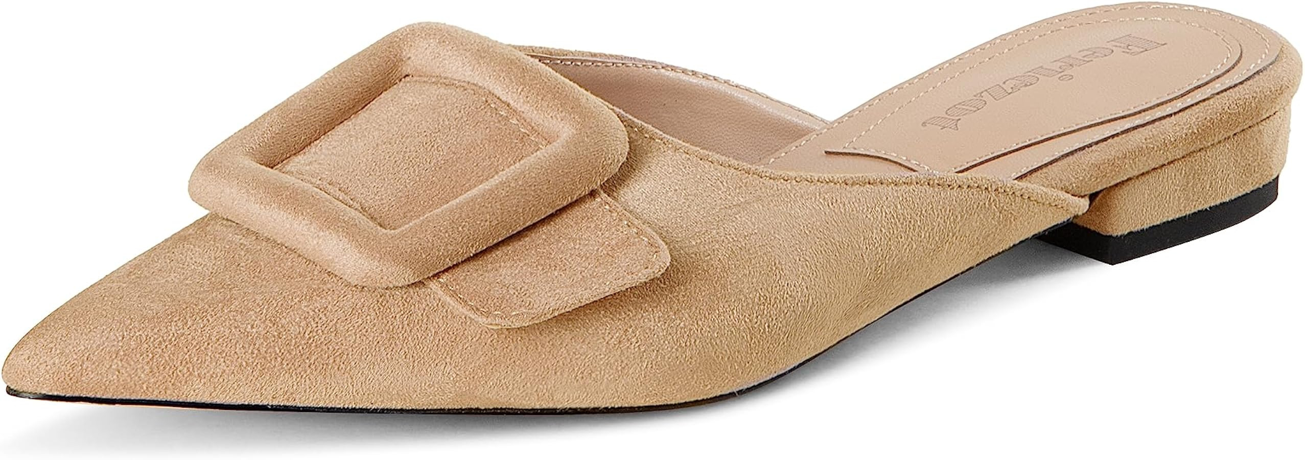 Fericzot Mule Slippers for Women,Slingback Buckle Flat Pointed Toe Backless Mule Slides Suede Sli... | Amazon (US)