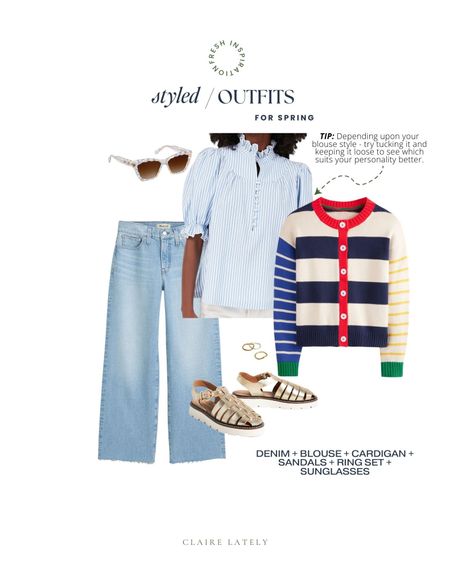 Styled outfit idea from the Spring Closet checklist - denim jeans, short sleeve blouse, statement cardigan, sandals, sunglasses

Download the free guide over on CLAIRELATELY.com 👉🏼

#LTKsalealert #LTKSeasonal #LTKstyletip