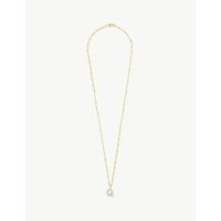 Figaro alphabet ‘Q’ pearl and 9ct gold chain necklace | Selfridges