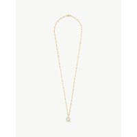 Figaro alphabet ‘Q’ pearl and 9ct gold chain necklace | Selfridges